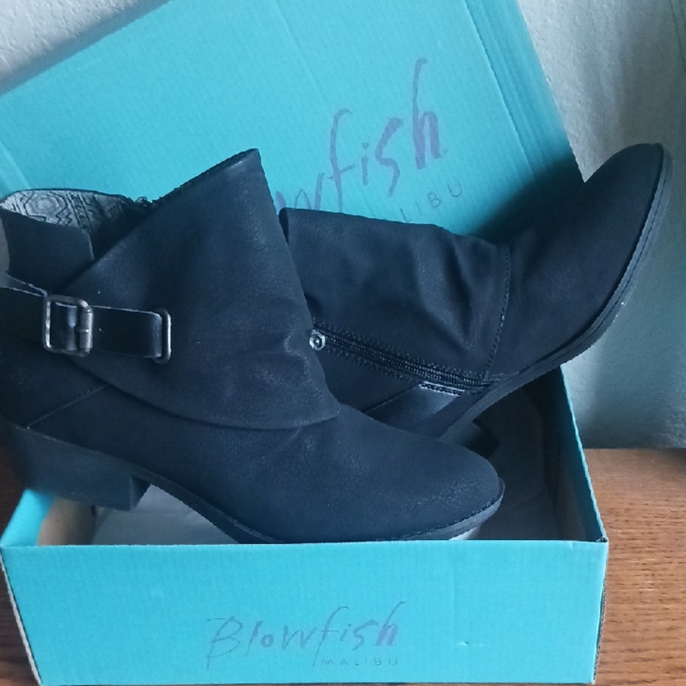Blowfish Black Ankle Booties with Buckle Detail - Like NEW